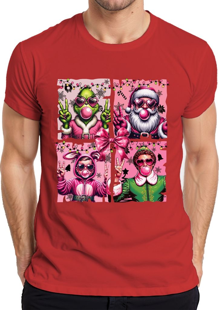 Holly Jolly Weihnachtsfilme Pink Weihnachtsfilm - Weihnachten Christmas Xmas Herren T-Shirt, Rot, 3XL