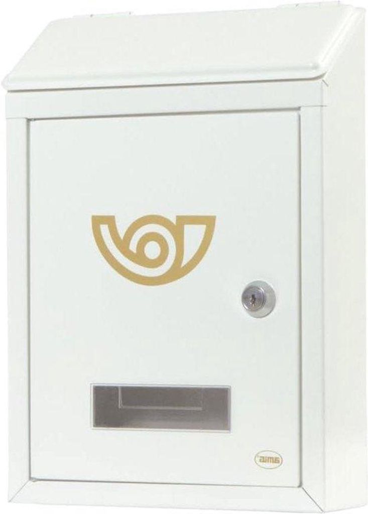 Stahlschloss fuer Briefkasten - sichere Postannahme - einfache Montage - 295x21x62 cm - 2 Schluesse - Weiss