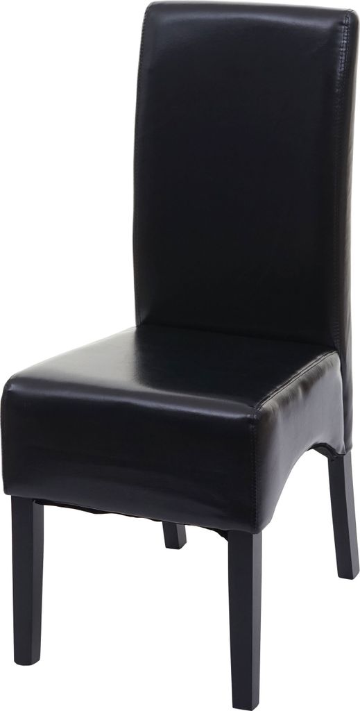 Esszimmerstuhl Crotone, Küchenstuhl Stuhl, Leder schwarz, dunkle Beine