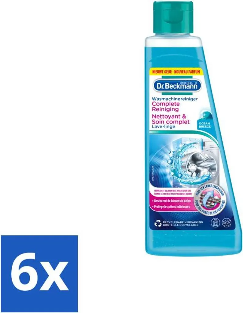 Nettoyant Complet pour Lave-linge Dr. Beckmann Pack de 6 Ocean Breeze