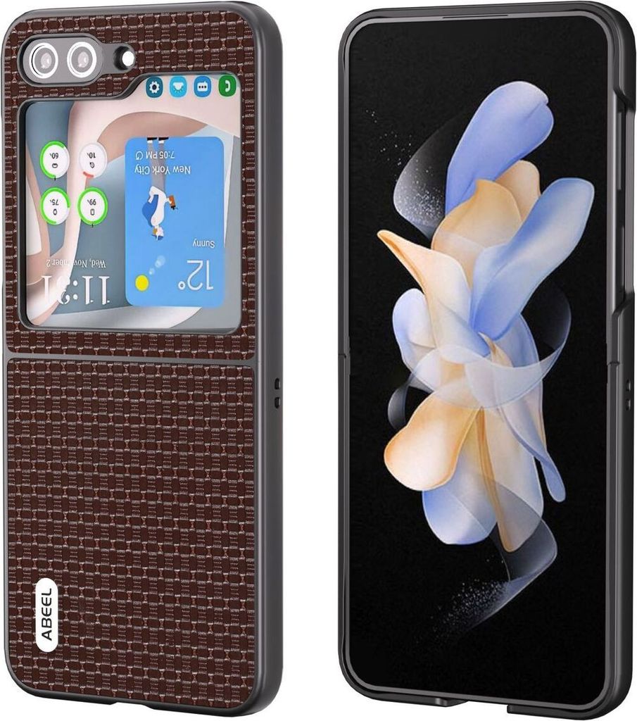 König Design Hülle kompatibel mit Samsung Galaxy Z Flip5 5G Kunststoff Full Cover Handyhülle - Case Braun