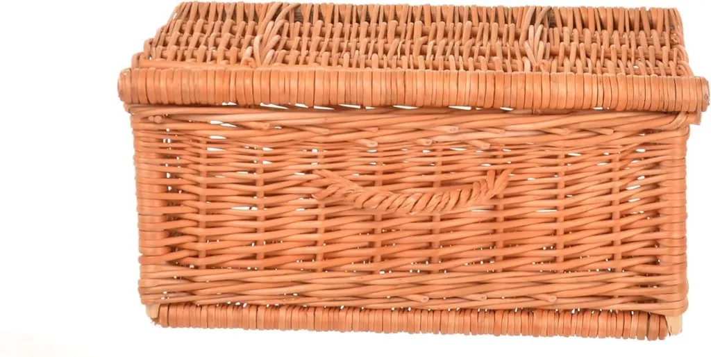 Panier de rangement en osier de 40 cm avec couvercle rabattable