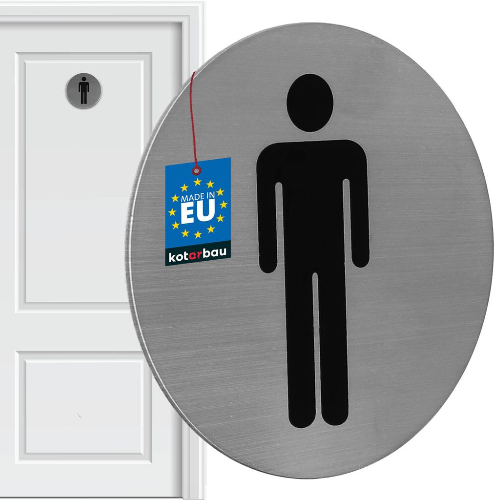 KOTARBAU WC Schild 7 cm Edelstahl Rund Schild Herren-Piktogramm Silber Gäste WC Türschilder WC Deko Toilettenschild WC Türschild WC Schild...