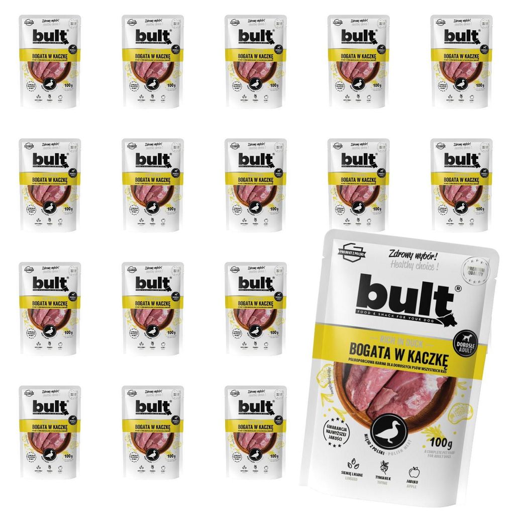 BULT | Hundenassfutter - Ente - 2kg - Nassfutter - 20x100ml - Hundefutter Ente - Nassfutter 100g