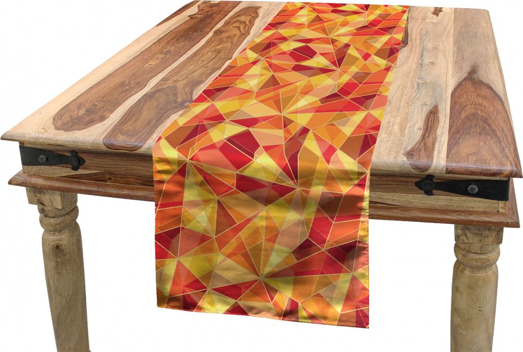 ABAKUHAUS Geometrisch Tischläufer, Mosaik Digital Stil, Esszimmer Küche Rechteckiger Dekorativer Tischläufer, 40 x 300 cm, Orange Marigold Red