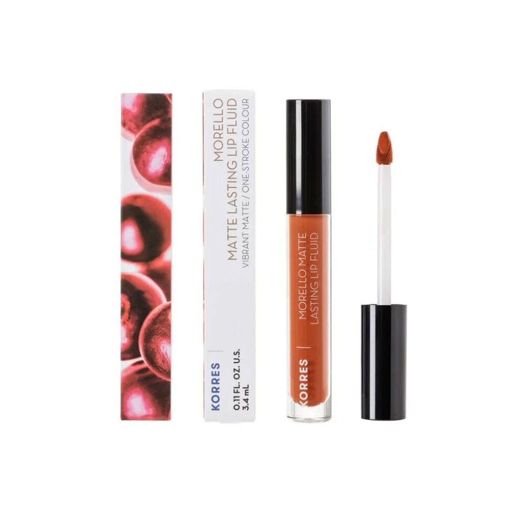 Korres Morello Matte Lasting Lip Fluid 48 Vibrant Matte One Stroke Farbe, 3,4 ml