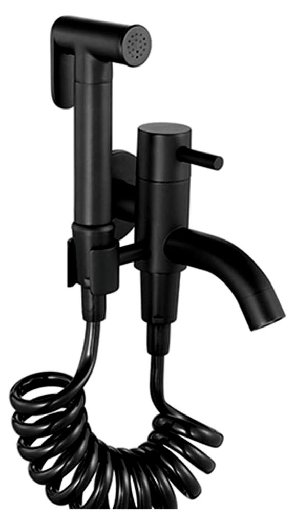 Schwarzes Hand-Bidet-Sprühgerät Einhand-Einzelkaltsprüher-Kit Wandmontiertes Messing-Badezimmertuch Windelwaschanlage Tragbarer rostfreier Dusch...