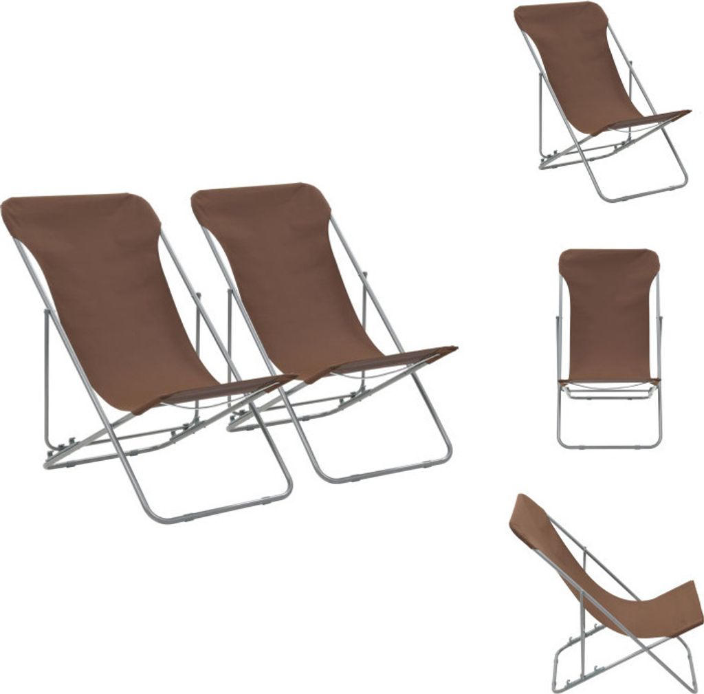 vidaXL Klappbare Strandstühle 2 Stk. Stahl und Oxford-Gewebe Braun - Gartenstühle