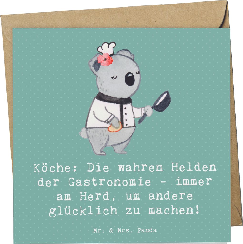 Mr. & Mrs. Panda Grußkarte Koch Helden - Meeresbrise - Geschenk, Beruf, Glückwunschkarte, Kreativität, Berufsprodukte, Texturen, Planung, doppel...