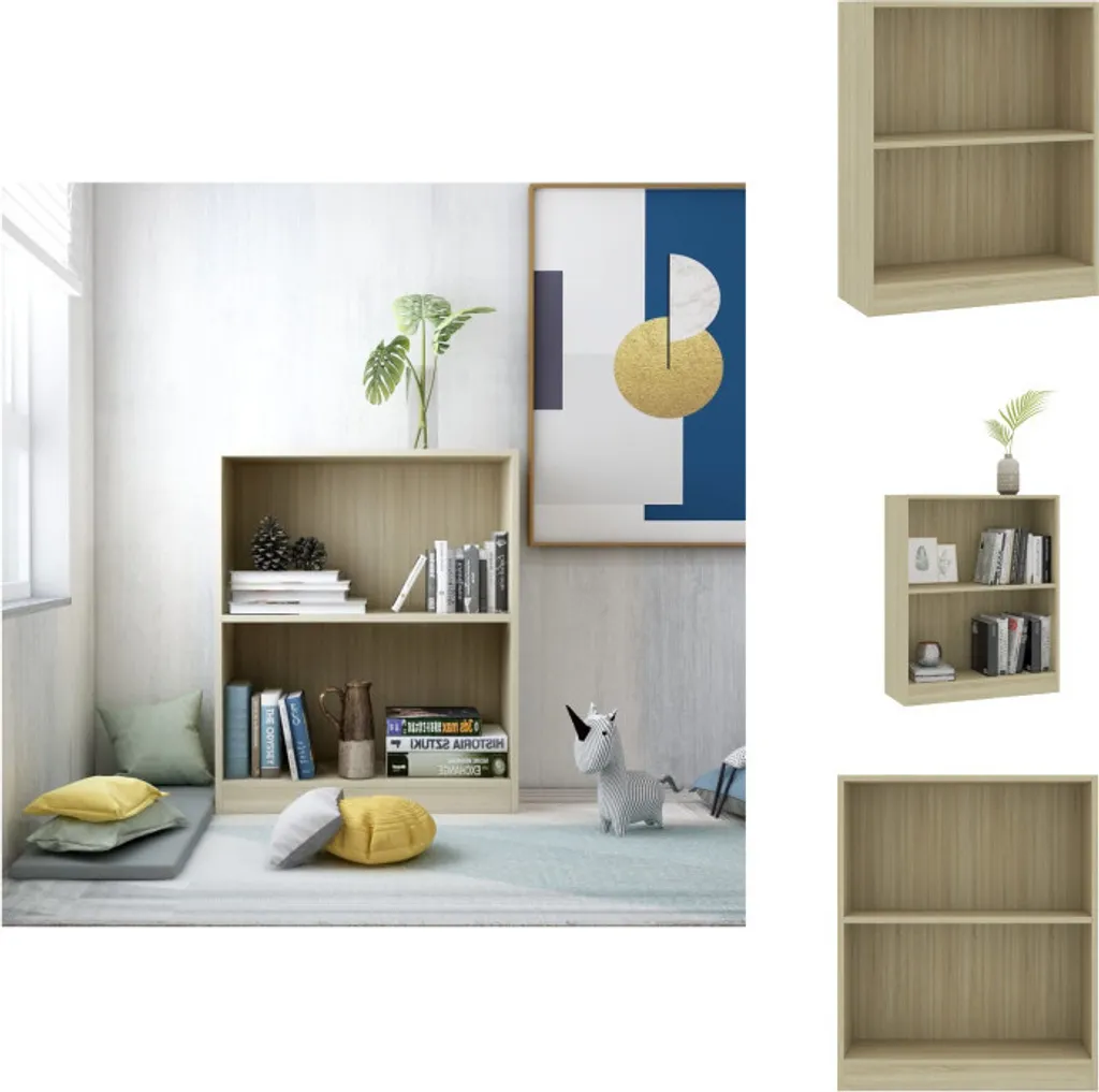 Meuble de rangement 3 niveaux coloris Chêne Sonoma pour livres et CD