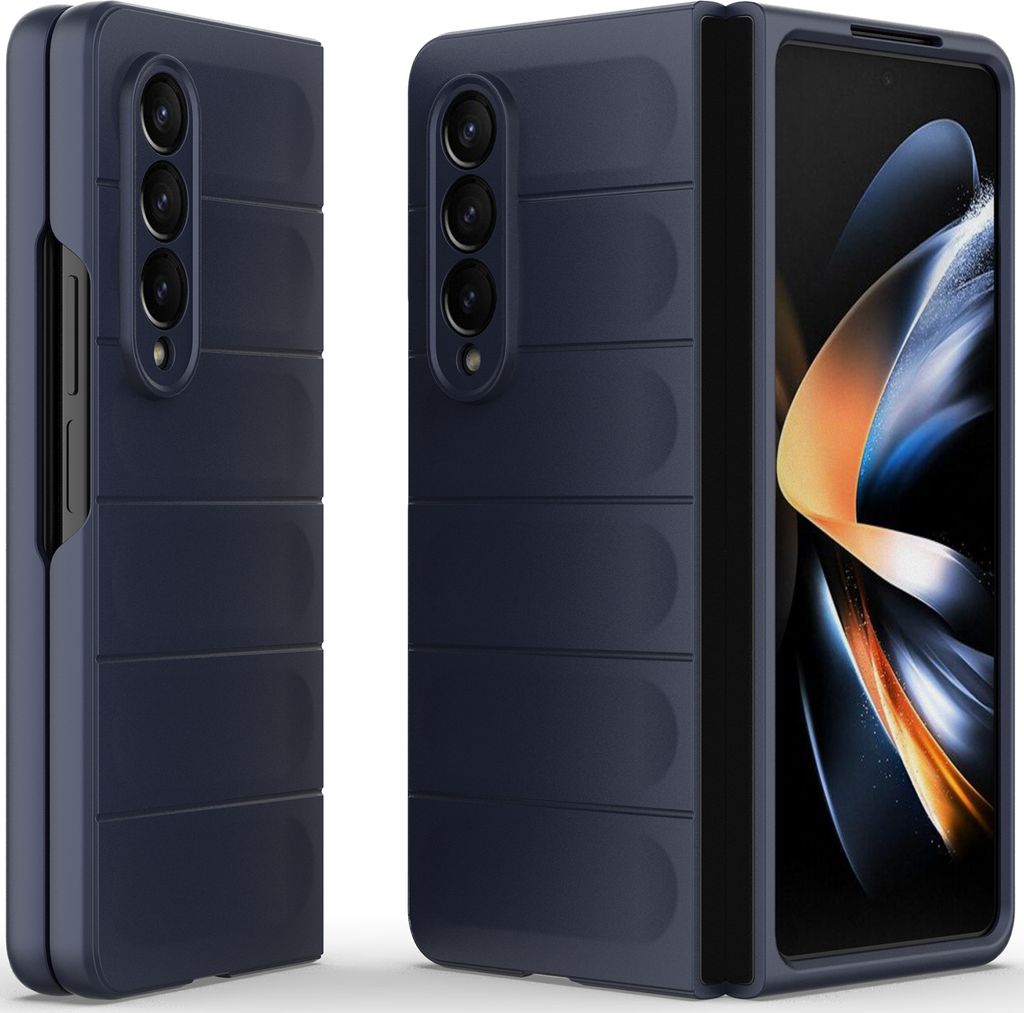 Handyhülle für Samsung Galaxy Z Fold 4 5G Hartes PC Matt Stossfest Anti-rutsch Hülle Dunkelblau