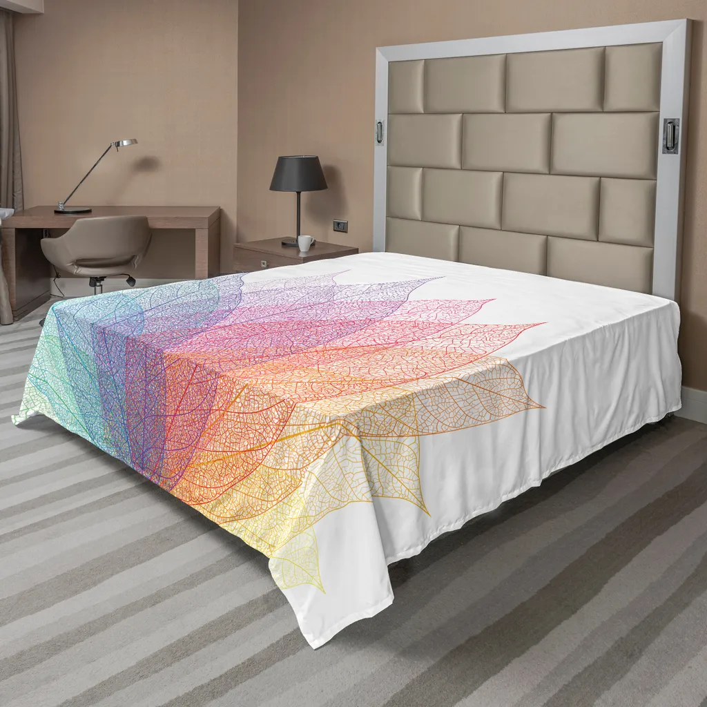 Drap plat abstrait ABAKUHAUS 275x260 cm, motif floral jaune et rouge