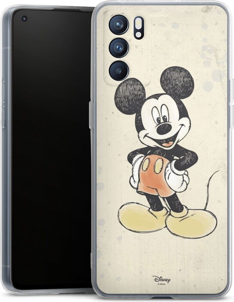 DeinDesign Handyhülle für Oppo Reno 6 5G Silikon Hülle Case Smartphone Schutzhülle Mickey & Minnie Mouse Offizielles Lizenzprodukt Wasserfarbe