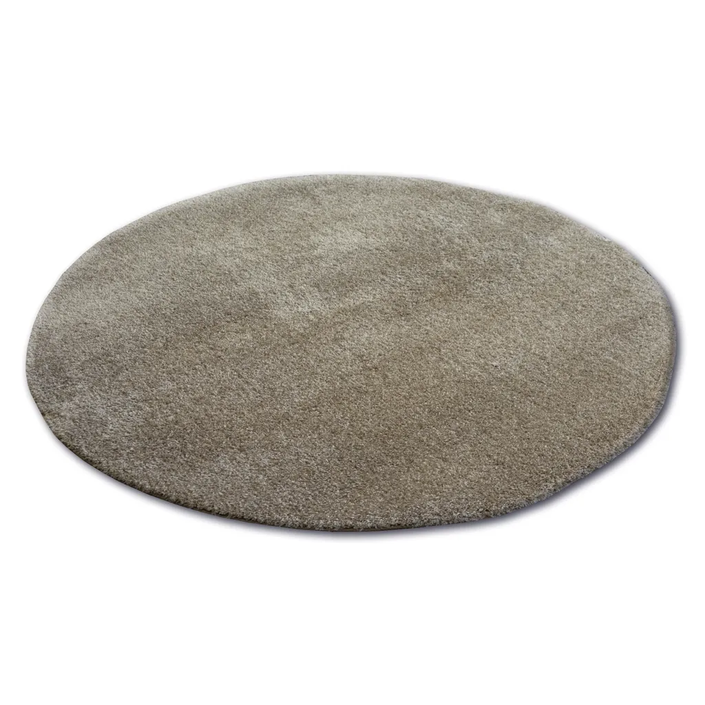 Tapis cercle Shaggy Micro beige pour pied de lit ou coin lecture