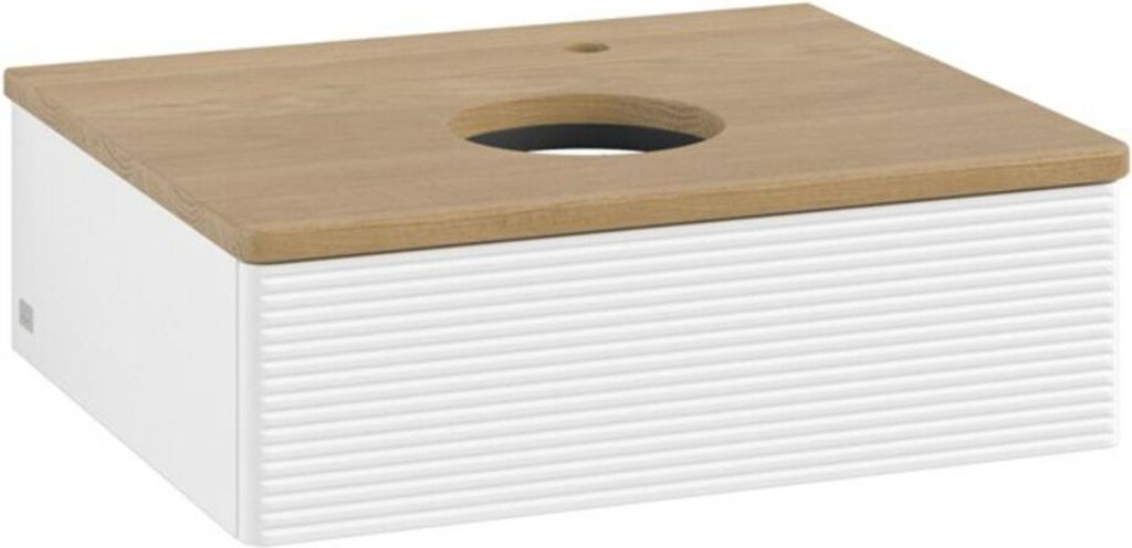 V&B Waschtischunterschrank mit Frontstruktur -Beleuchtung Antao 60x19x50cm, HL, WBP hon. Oa, wh. m Lac