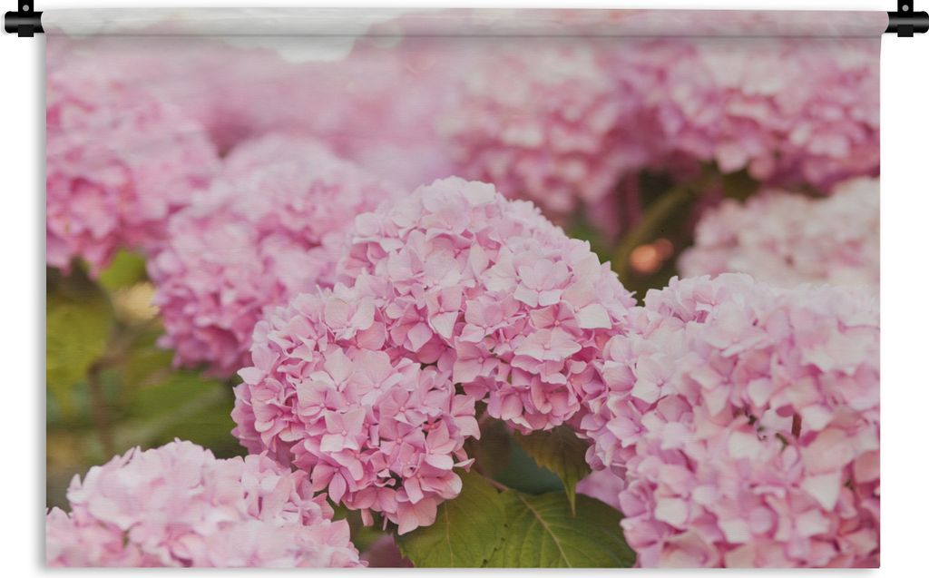 MuchoWow Wandteppich Wandbehang Busch - Blumen - Rosa - Hortensie 60x40 cm Tapisserie Dekoration Wandtuch - Wanddekorationen