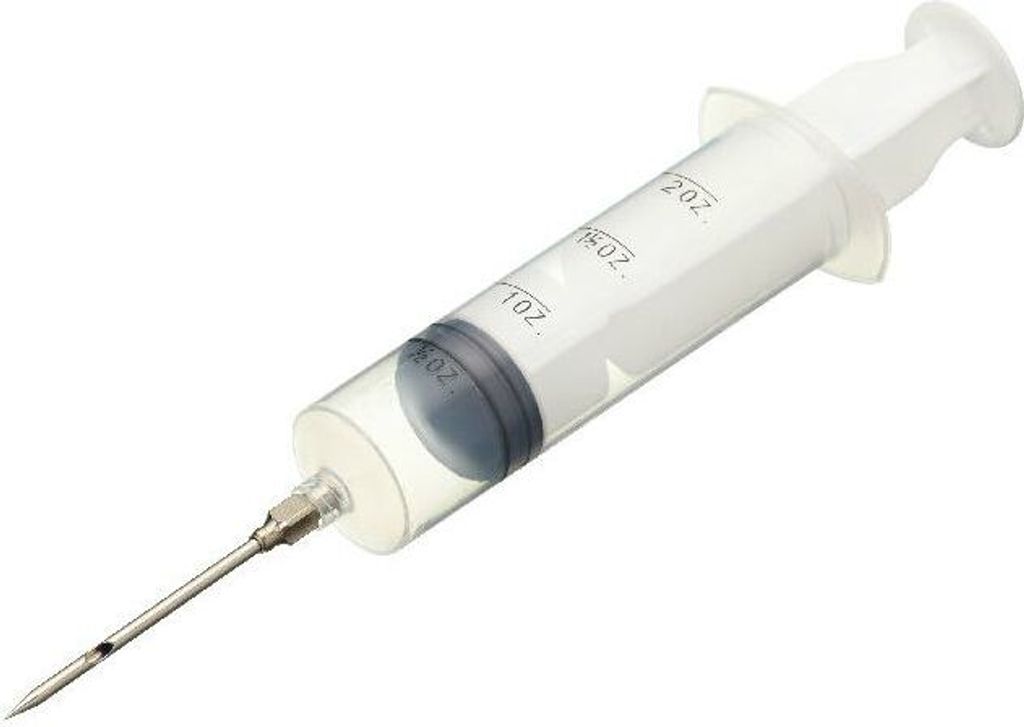 KitchenCraft Fleischspritze mit Messmarkierungen aus Kunststoff und Edelstahl, 14 x 4 cm, 59 ml