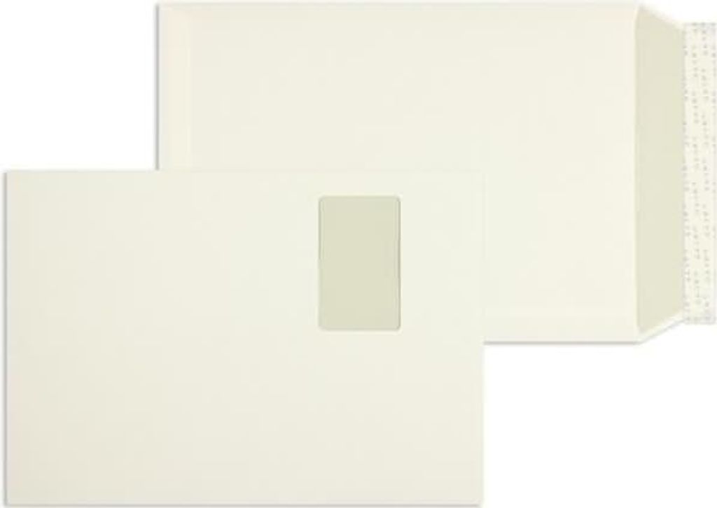 Versandtaschen C4 120g/qm haftklebend Fenster VE=250 Stück creme