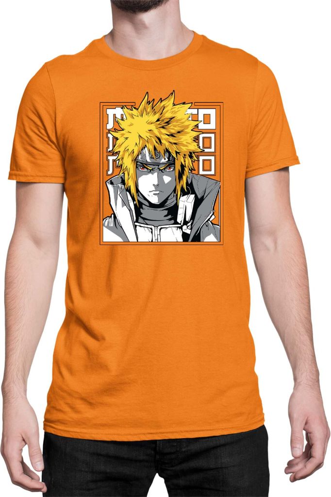 Herren T-Shirt Japan Anime Manga Naruto Minato Namikaze 02 Hokage Minato, Man XL / Orange