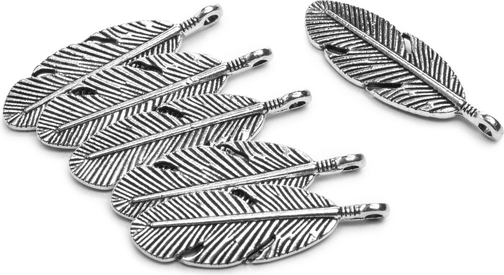 UIT Anhänger Federn Set 6 Stück 0.9 x 3.0 cm Deko Basteln Schmuck DIY