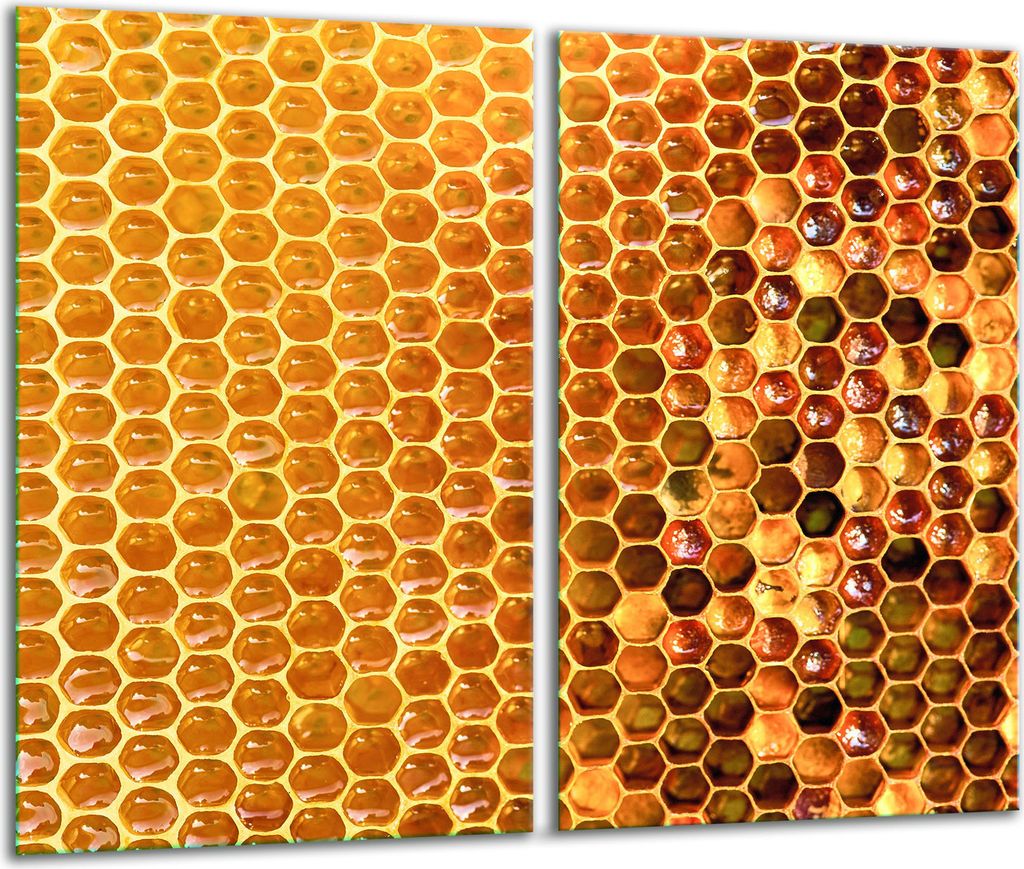 Herdabdeckplatten 2 teilig 30x52 Glaskeramikfeld Abdeckung Glas Golden