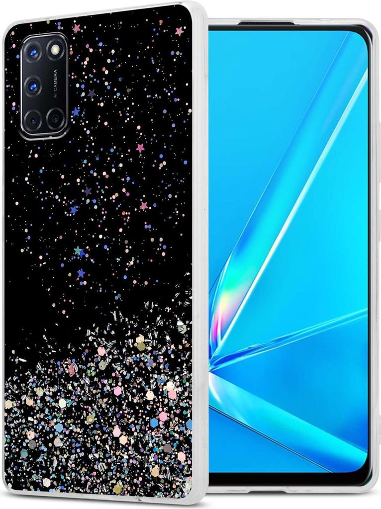 Cadorabo Hülle für Oppo A92 in Schwarz mit Glitter Produktbild 