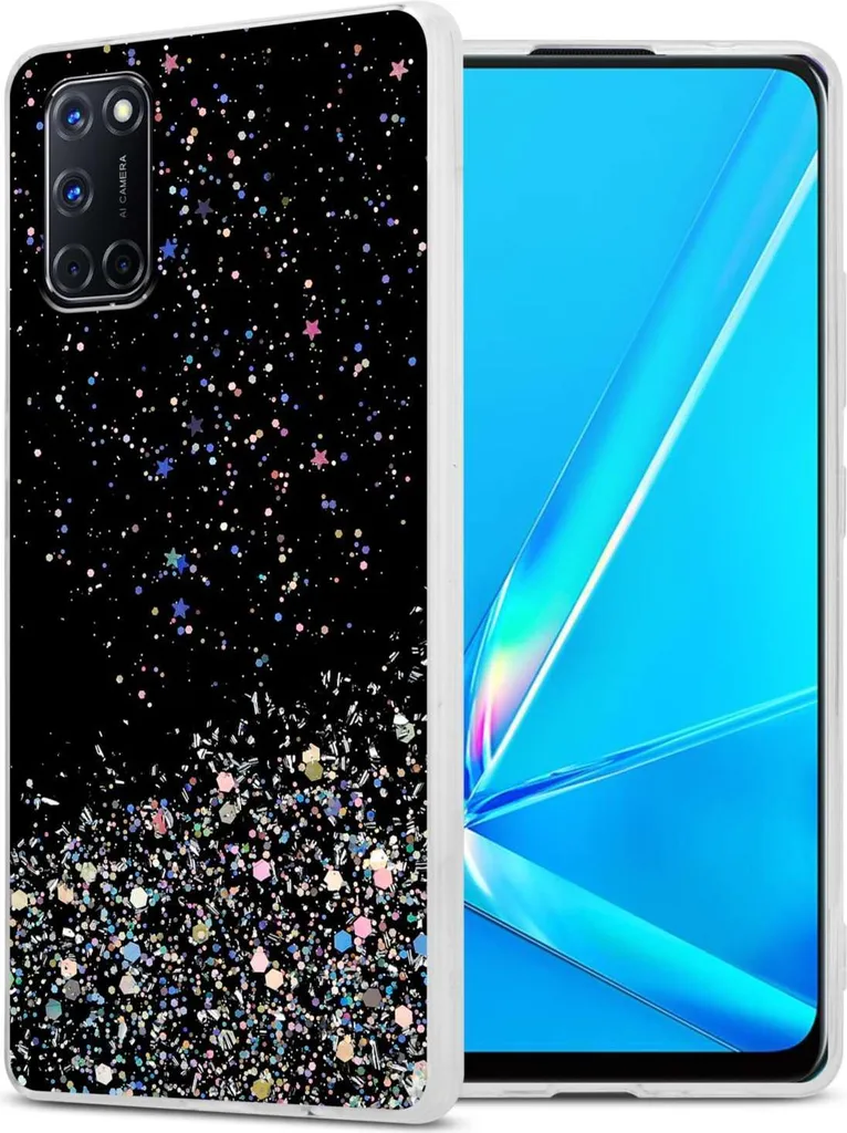 Cadorabo Custodia Oppo A92 Nero Glitter - TPU Protettivo Slim