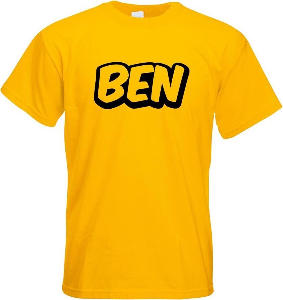 Kiwistar - T-Shirt - gelb - Ben Vorname Jungen Motiv Bedruckt Funshirt Design Print - mit Motiv Bedruckt - Funshirt Design - Sport - Freizeit - Her...