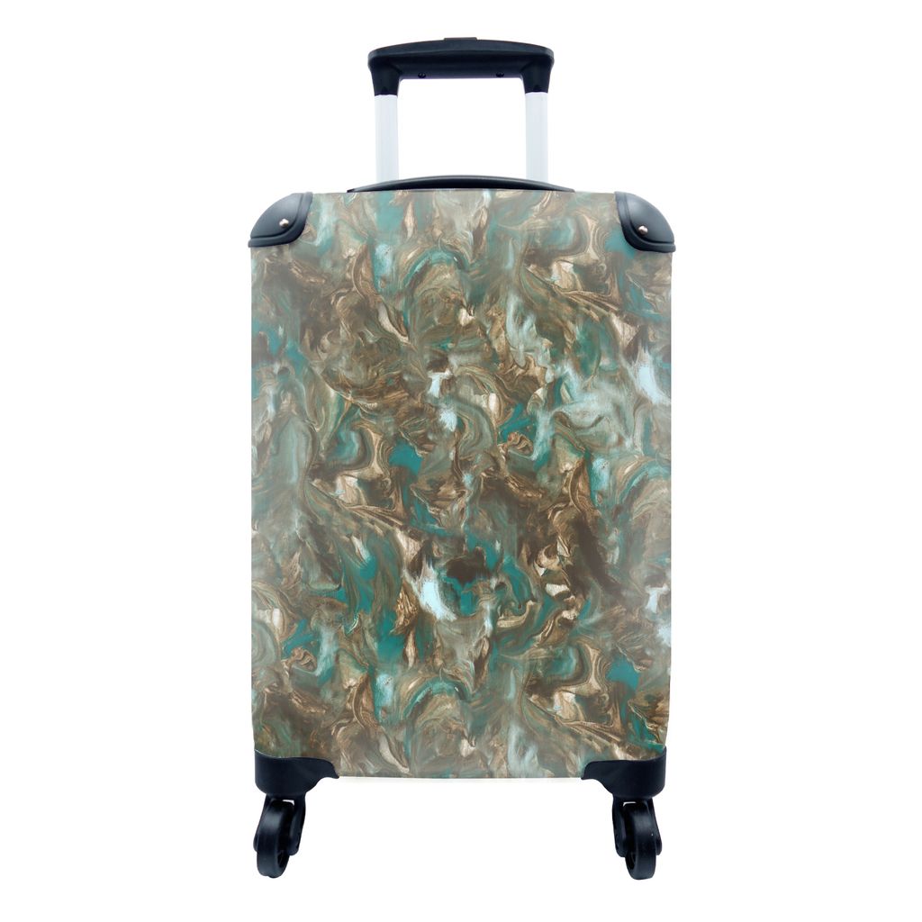 MuchoWow Koffer Handgepäck Trolley Rollkoffer Kleine Reisekoffer mit 4 Rollen - Luxus - Marmor - Muster - Farbe - Cabin Size < 55x40x23 cm & 55x...