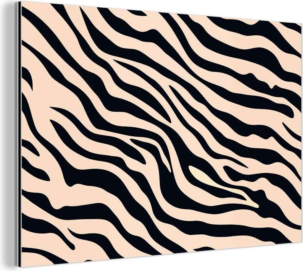 MuchoWow Wanddekoration Metall Metallbild Wandkunst 30x20 cm Zebradruck - Dynamisch - Rosa MuchoWow Aluminium Gemälde - Aluminiumgemälder