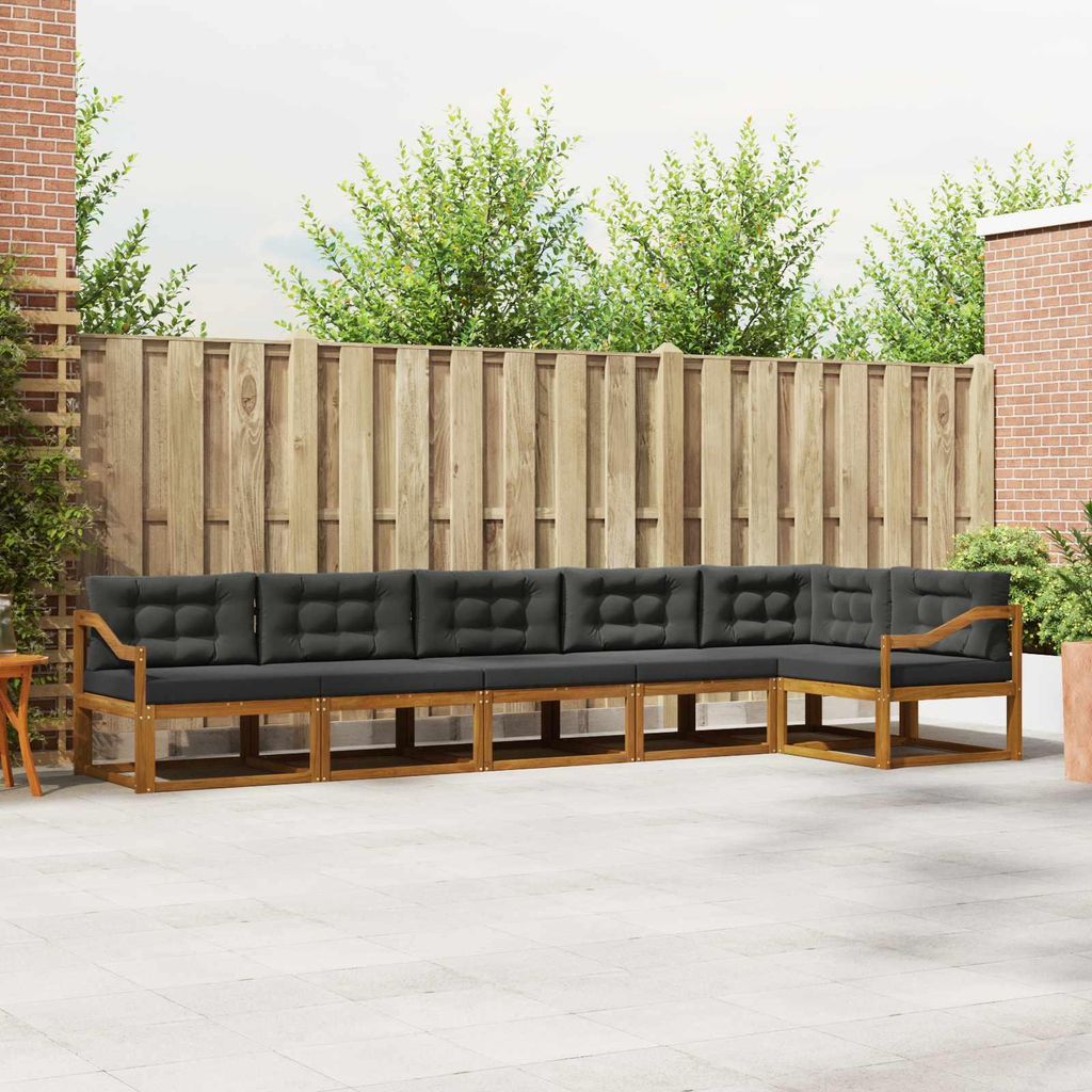 Outdoor-Sofagarnitur mit Kissen (6 pcs)- CLORIS - Natur und Anthrazit - Gartensofas C132