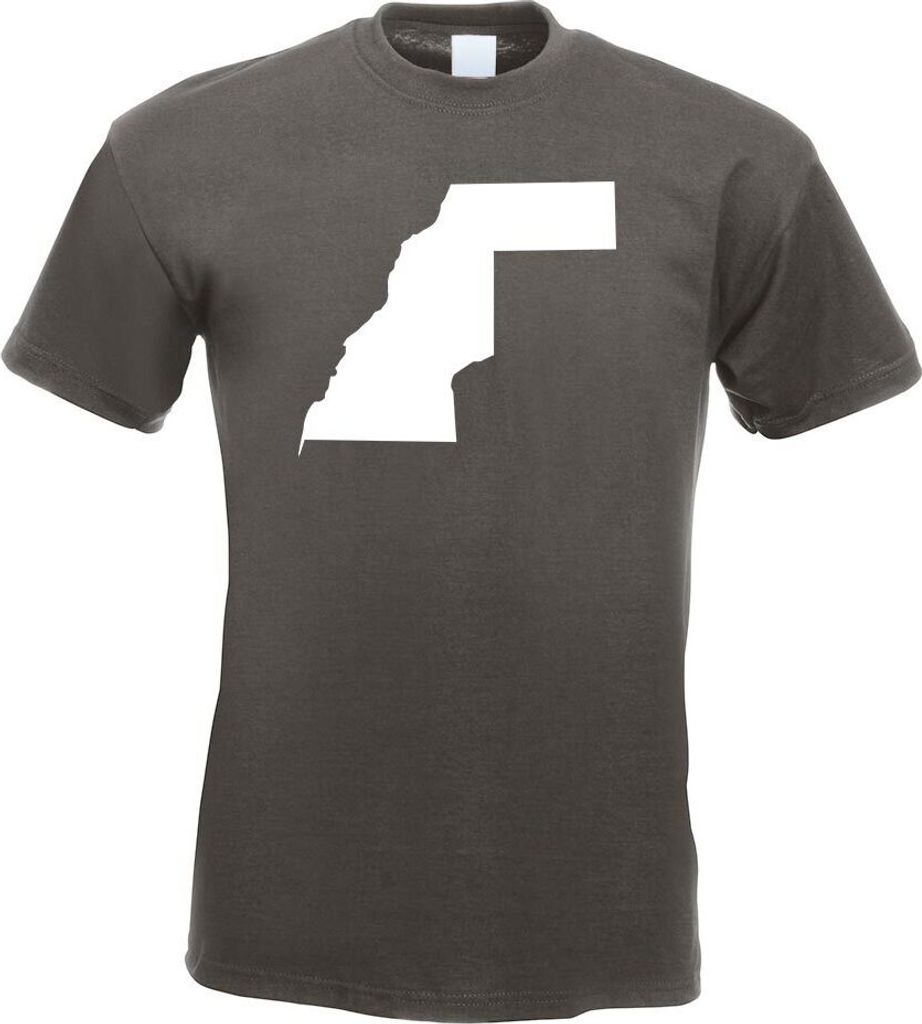 Kiwistar - T-Shirt - Graphit - Westsahara Umriss Kontur Herren Funshirt Bedruckt Design Sprüche Spruch Motive - mit Motiv Bedruckt - Funshirt Desi...
