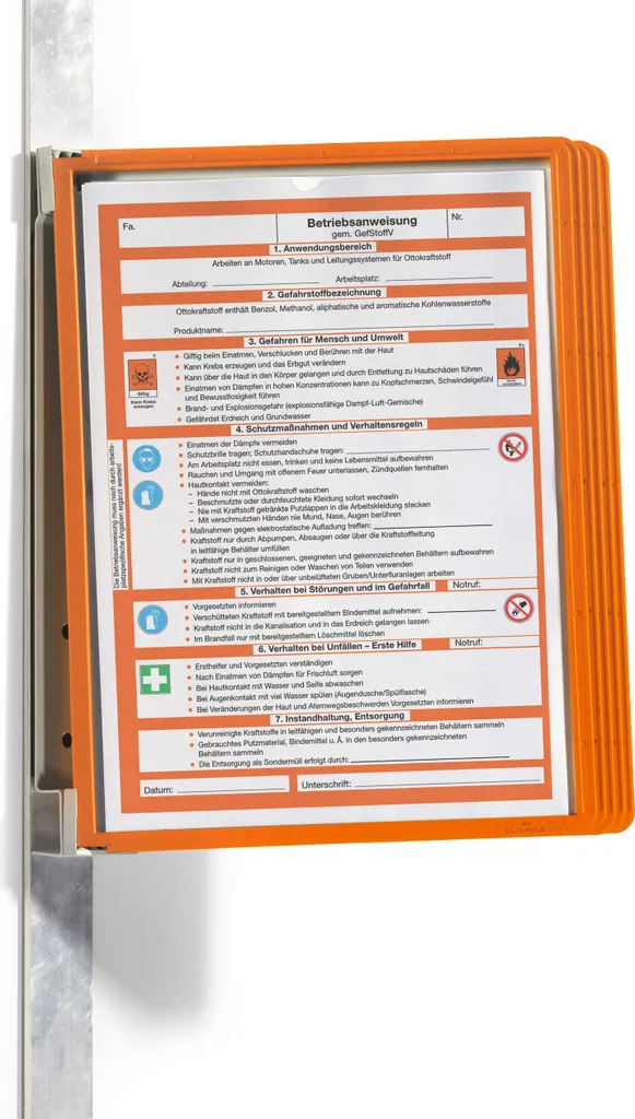 DURABLE VARIO® MAGNETIC WALL 5 Arancione 591409 | Leggio Magnetico Parete