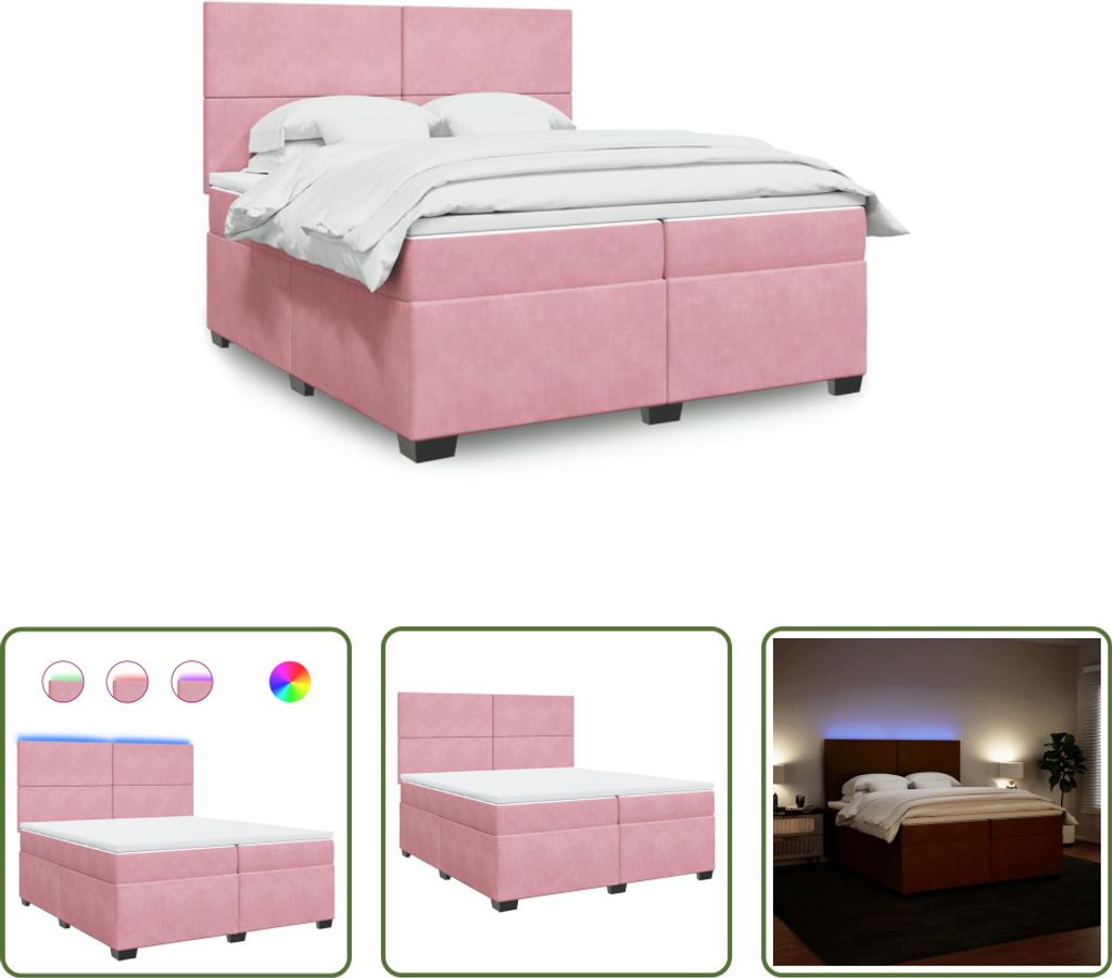 The Living Store Boxspringbett mit Matratze Rosa 200x200 cm Samt