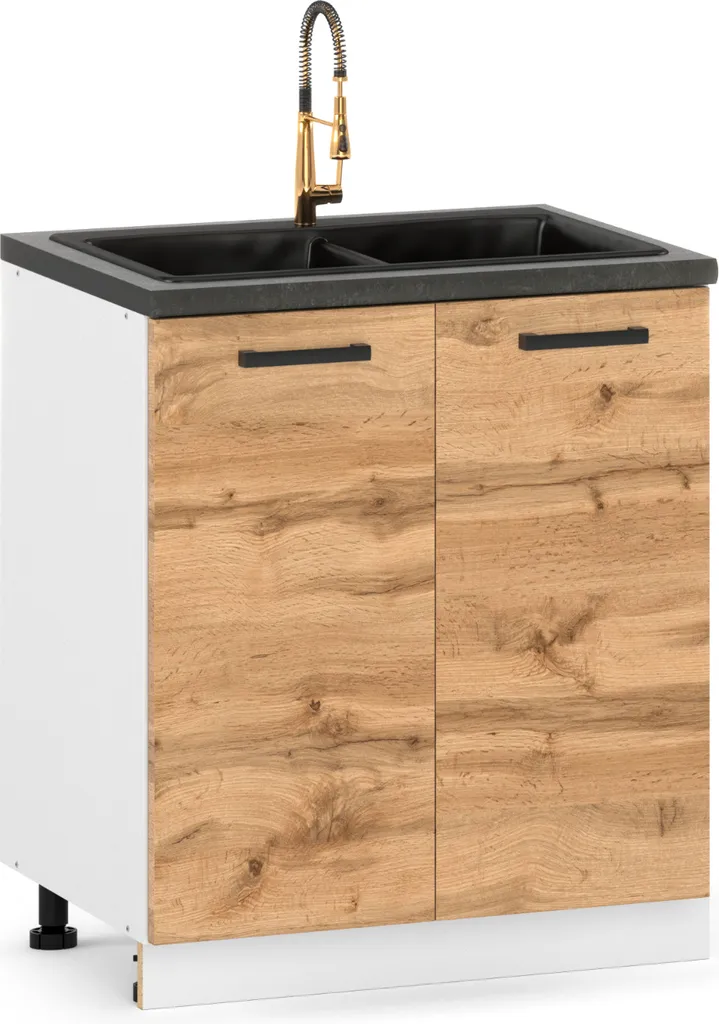 Sottolavello Cucina 80 cm Rovere Wotan | Mobiletto 2 Ante Economico