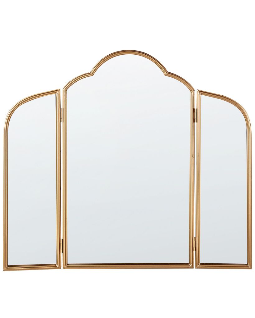 BELIANI Klappspiegel Tisch Gold Metall 87 x 77 cm Zwei Produktbild 