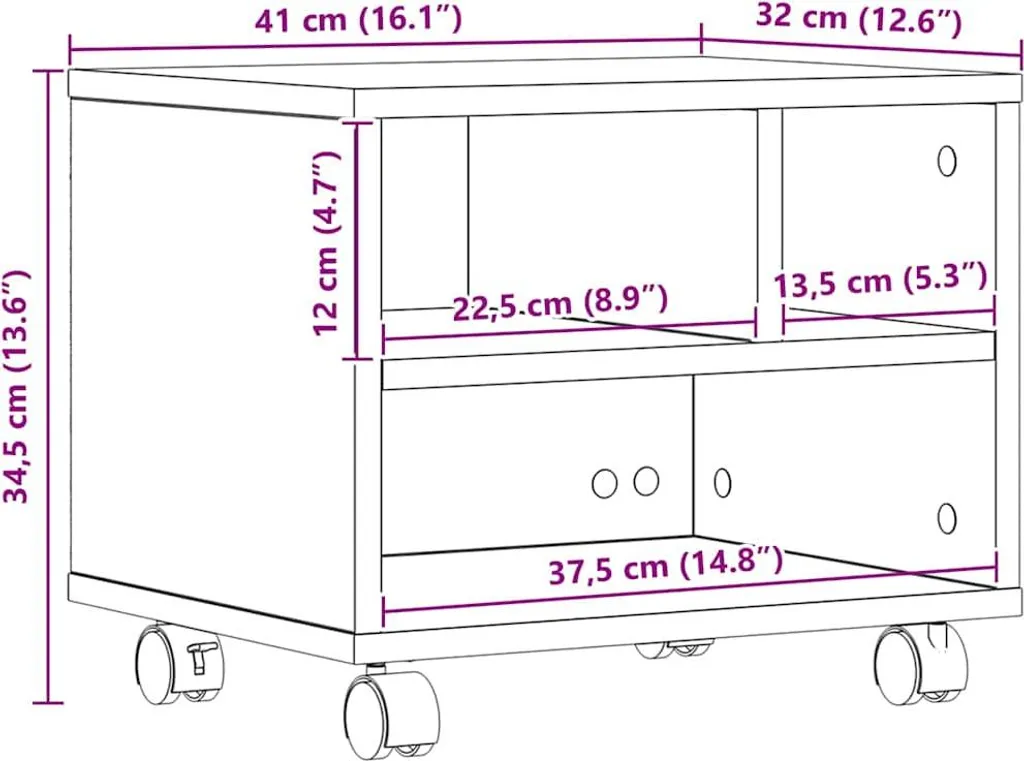 Support Imprimante 41 cm Bois Composite Robuste avec Rangement Intégré - 8