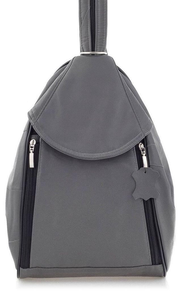 Grau eleganter Damen Lederrucksack aus Naturleder, Cityrucksack, Freizeitrucksack, Vintage Stil – Belveder Rene02