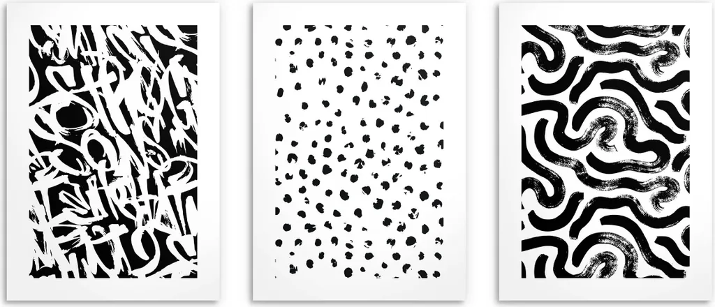 Poster 50x70 Astratti Street Art - Set 3 Pezzi Grafica Moderna Parete