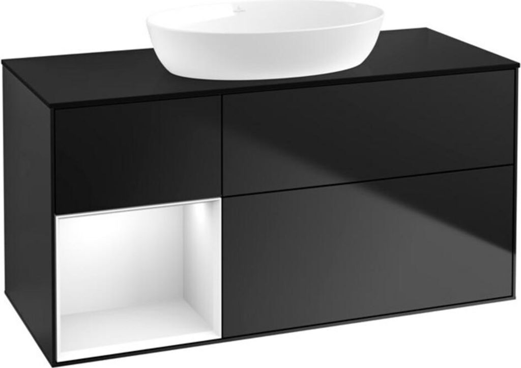V&B Waschtischunterschrank Finion 120cm, Pl b m, Rg glo wh. Lac, bla m Lac