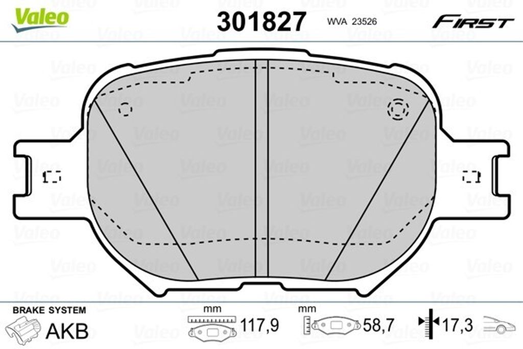 VALEO Bremsbeläge Satz Vorne für TOYOTA CELICA (ZZT23) 301827