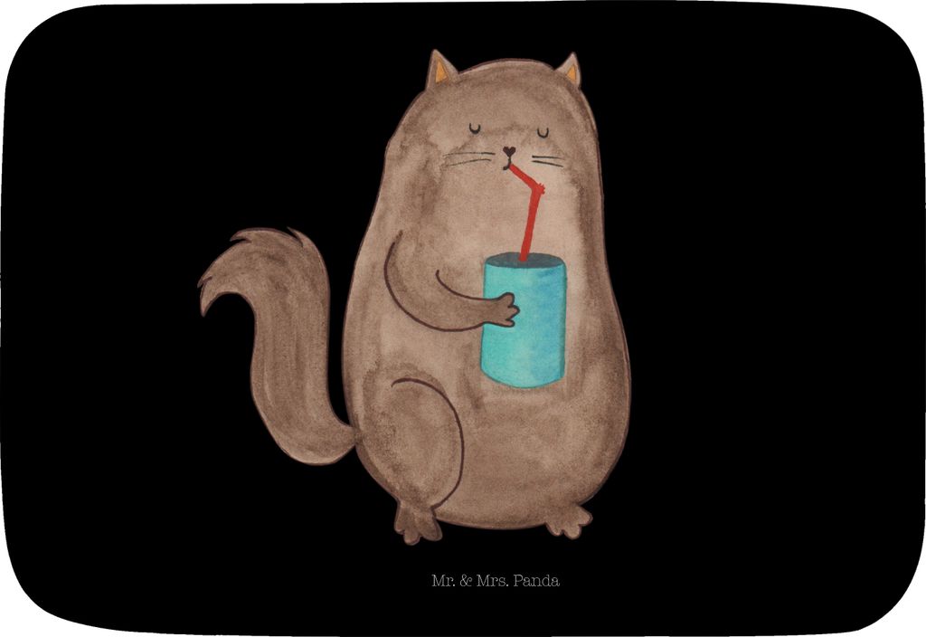 Mr. & Mrs. Panda Badematte Katze Dose - Schwarz - Geschenk, trinken, Badezimmerteppich, Futter, Kater, Durstig, Cat, Badteppich, duschmatte, fußma...