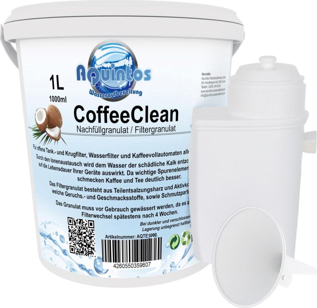 Nachfüllset Wasserfilter passend für Siemens EQ Kaffeevollautomaten und Bosch VeroSelection VeroBar AromaPro VeroCafe 1 Liter Nachfüllset