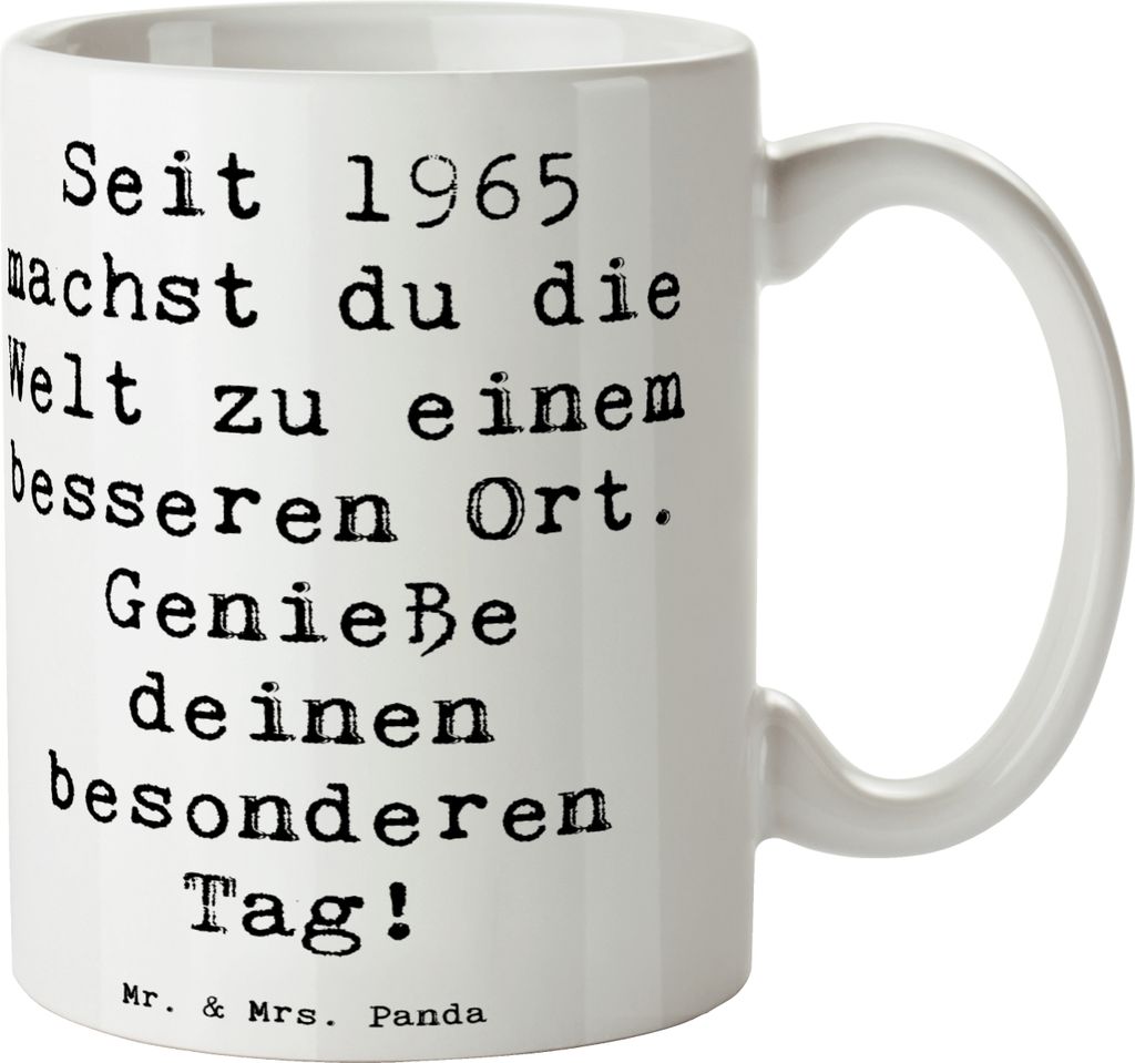 Mr. & Mrs. Panda Kaffeebecher Spruch 1965 Geburtstag Freude - Weiß - Geschenk, Tasse, Teebecher, Anerkennung, Teetasse, Nostalgie, Geburtsjahr, Ka...