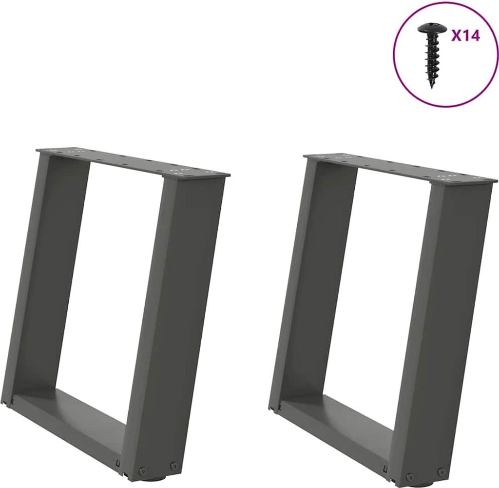 Couchtischbeine U-Form 2 Stk. Anthrazit 50x(42-43) cm Stahl