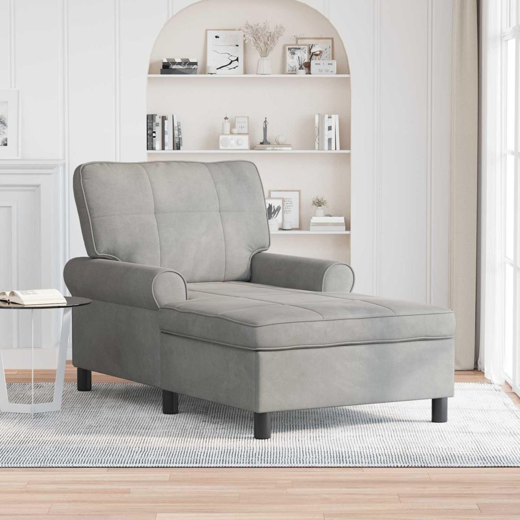 "Schlussverkauf" Relaxliege 1 pc - Lounge-Liege moderne - mit Kissen Hellgrau 91x157x91 cm Samt C17237