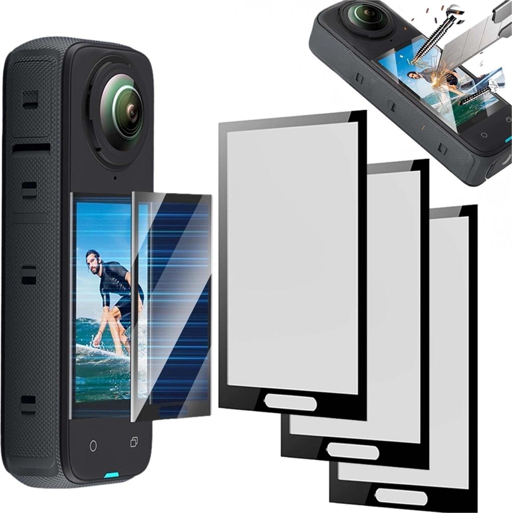 3er-Set gehärtetes Glas für LCD-Bildschirm für nsta360 X4 Telesn