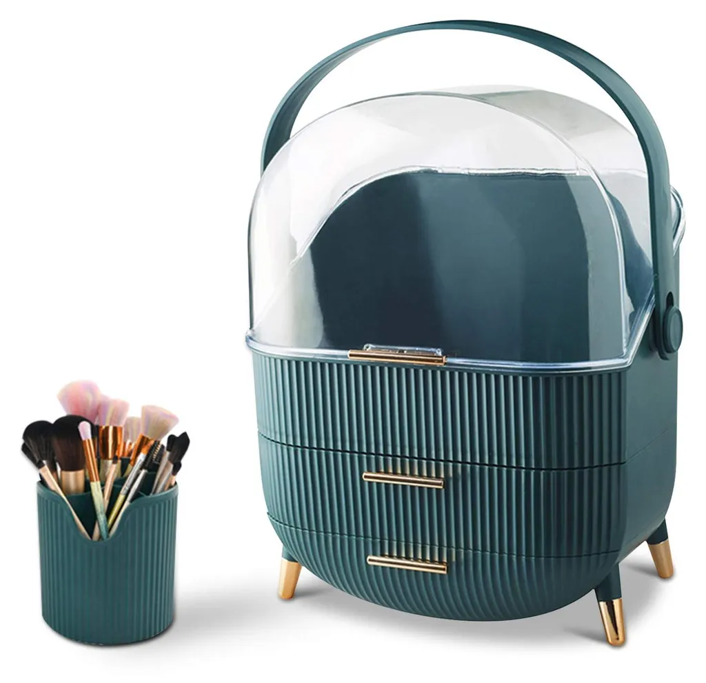 Organisateur cosmétiques à tiroirs vert boîte de rangement multifonction