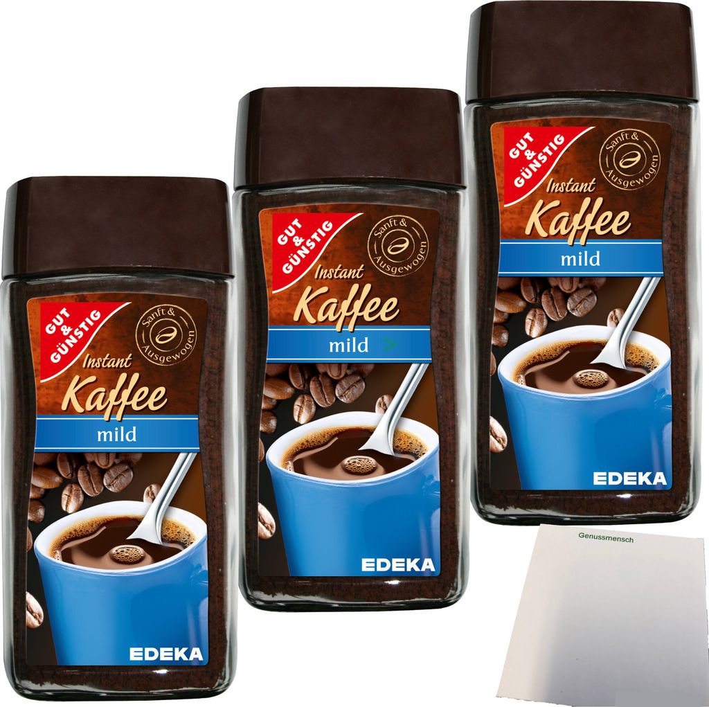 Gut & Günstig Gold löslicher Instant Kaffee mild 3er Pack Produktbild 