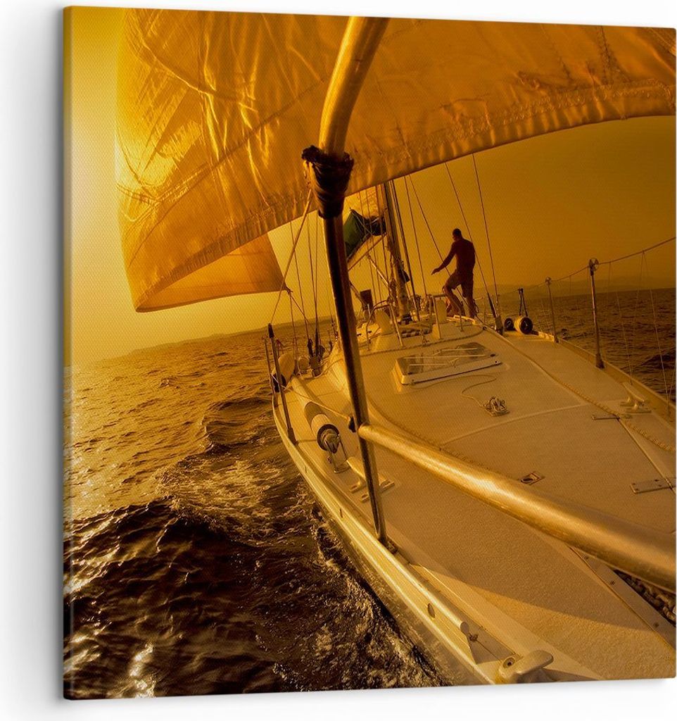 Bild auf Leinwand - Leinwandbild - Ozean Segelboot Yacht - 50x50cm - Wand Bild - Wanddeko - Leinwanddruck - Bilder - Kunstdruck - Wanddekoration - ...